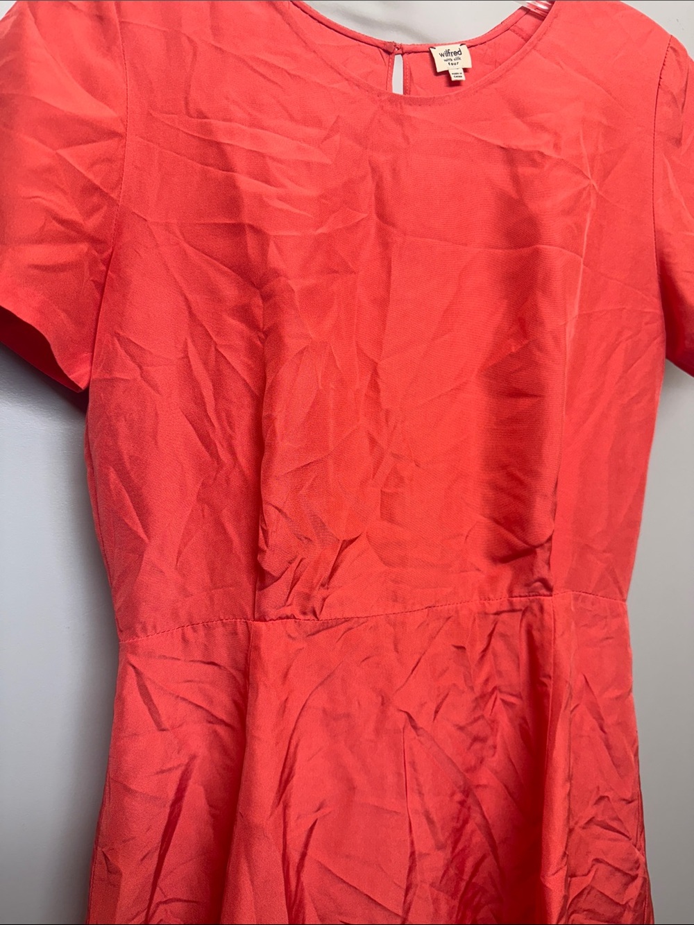 Wilfred Silk Coral Red Short Sleeve Midi Dress - Picture 4 of 7